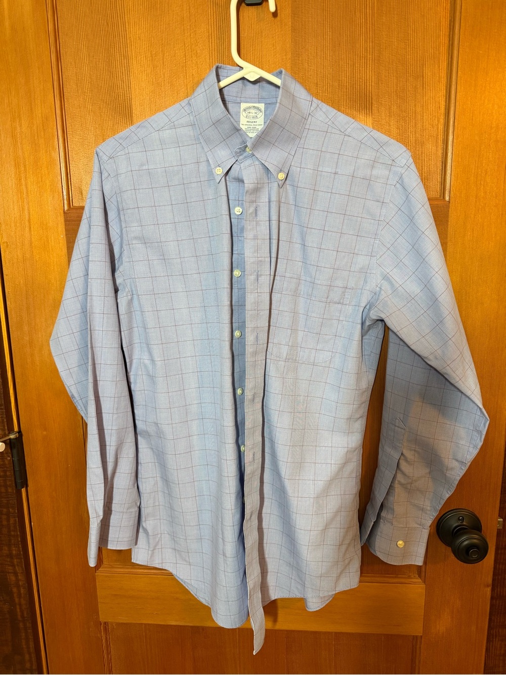 Brooks Brothers Light Blue Windowpane Dress Shirt